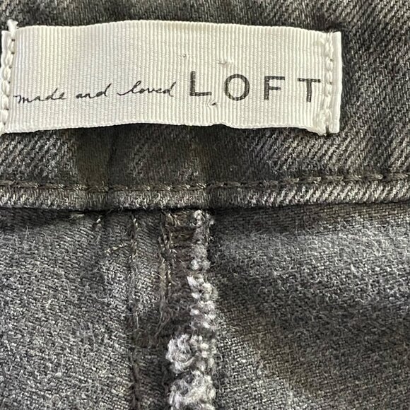 Loft Womens Curvy High Waist Flare Jeans Frayed Hem Button Fly Charcoal Gray u - Picture 11 of 11